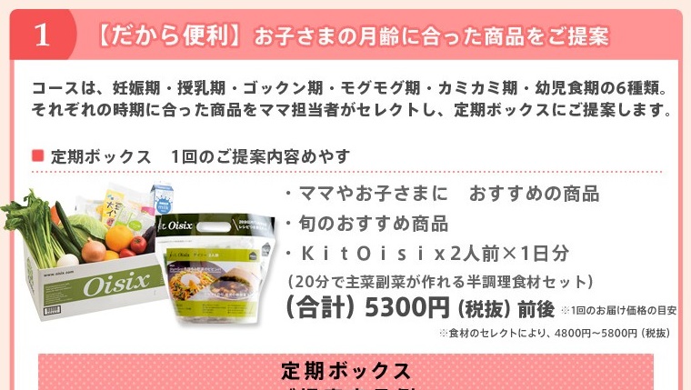 オイシックスの定期コース「プレママ&ママコース」